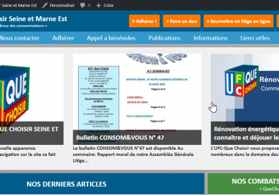 Le site internet UFC QUE CHOISIR SEINE ET MARNE EST évolue